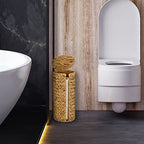 Graciadeco Stand Paper Storage with Lid Spare Extra 3 Rolls of Toilet Tissue Holder Free Standing Water Hyacinth Wciker Toilet Paper Organizer Basket for Bathroom