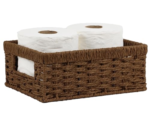 Wicker Baskets, Baskets for Organizing, Rattan Woven Basket for Storage, Organizer Bins with Built-in Handles, Storage Basket for Shelves (Paper Rope, Small) - color: Paper Rope