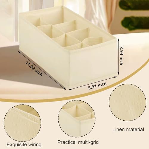 8 Grid Foldable Clothes Organizer Box,Wardrobe Storage Bin with PP Board Support,for Underwear, Socks, and T-Shirts,White - color: White, size: 8 Grid