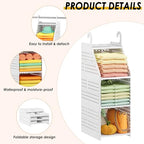 Honkazita 3-Tier Foldable Hanging Closet Organizer, Free-Standing | Closet Hanging Organizer for Wardrobe, Laundry Room, Plastic Hanging Closet Shelves for Clothes, Handbags, Accessories (White)