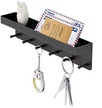 MKO Key Holder Wall Mount, Key Holder Wall Mount Adhesive with Mail Organizer Tray with 6 Key Hooks for Wall, Black - color: Black 1pcs