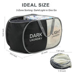 Seefoo Dual Compartment Laundry Hamper with Handles, Collapsible Laundry Baskets 2-Section, Dark/Light Labeled Storage Foldable Clothes Hamper for Laundry, Portable for Small Spaces, Apartment, Dorm - style: 2 Compartment B