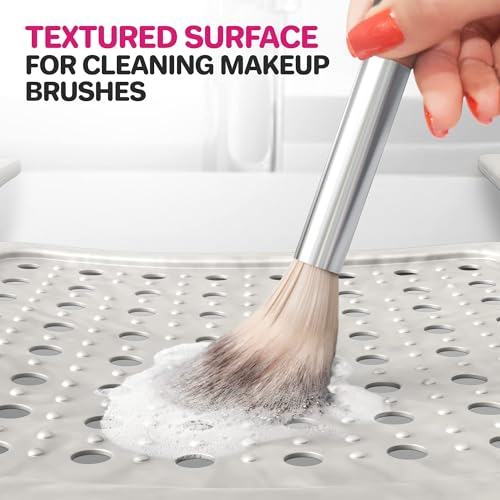 Sink Topper Bathroom Counter Cover & Storage Saver, Foldable Silicone Mat for Hot Tools, Hair Styling & Makeup, Beauty Brush Cleaning Mat, RV Camper Sink Cover & for Small Spaces (Standard Pearl) - color: White, size: Standard