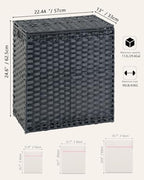 SETVSON Laundry Hamper with Lid Wicker Laundry Basket 112 L (29.6 Gal) Laundry Hampers Handwoven Rattan Clothes Hamper with Handles 3 Removable Liner Bag, 6 Mesh Bags for Bathroom Bedroom Black - color: Black, size: 29.6 Gal
