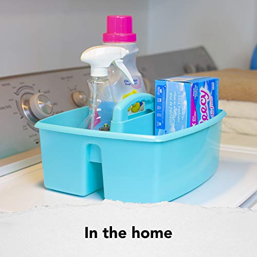 Storex 2-Compartment Large Craft Caddy – Multipurpose Classroom Organizer with Handle, Teal, 1-Pack (00959C06C) - color: Teal, size: 1-Pack, style: Large