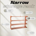 Shoe Rack,4 Tier Shoe Organizer Storage Shelf,Bamboo Narrow Shoe Closet,Small Space Shoe Rack,for Entryway Closet 30.7×7.48×19.3inch - size: 4 Tier-30.7" Wide