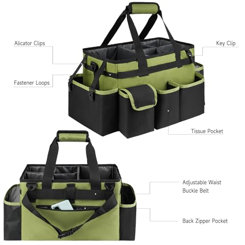 Cleaning Caddy,Large Cleaning Bags for Housekeepers,Cleaning Supplies Organizer with Handle,Green - color: Green, size: Large