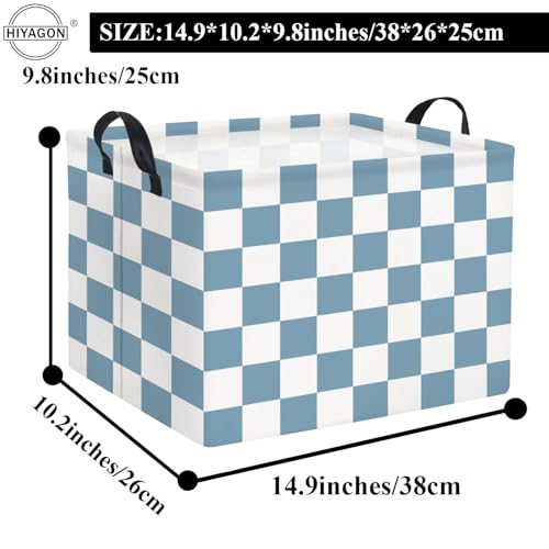 HIYAGON Rectangular Kids Basket Baby Girl Basket Fabric Storage Bin Organizer Box Room Decor(Blue Checkered) - color: Blue Checkered
