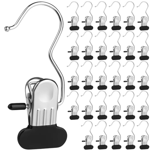 Clothes Pins 30-Pack Laundry Hook Hangers Clothes Hanger Clips for Closet Organizer Socks Towels Clips Heavy Duty Clothespins Bulk Clothes Hanger Clips for Wardrobe Travel Pants Socks Handbag