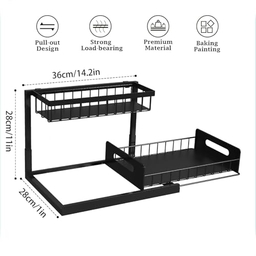 INNOVATIVE LIFE Under Sink Organizer, 1 Pack 2 Tier Under Sink Organizers and Storage, Slide Out Pull Out Cabinet Organizer Shelf, Metal Sliding Drawer for Kitchen， Bathroom，Black - size: Black (1 Pack)