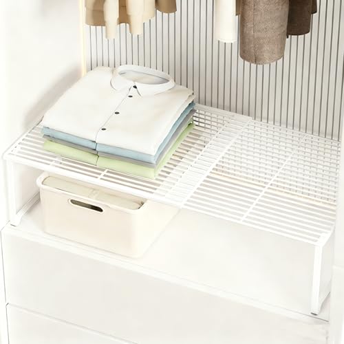 Expandable Closet Shelf Organizer, Wire Rack Closet Organizer，Stackable Storage Rack for Kitchen/Pantry/Bathroom/Shoe Cabinet，Space Saving Design（1 Pack）