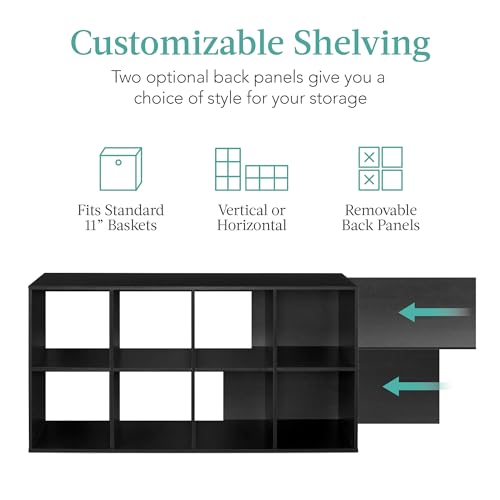 Best Choice Products 8-Cube Storage Organizer, 11in Shelf Opening, Bookcase, Display Shelf, Customizable w/ 3 Removable Back Panels – Black - color: Black, size: 8-Cube, 11in Shelf Opening
