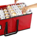 Sattiyrch Christmas Ornament Storage Box,8 Trays with Customizable Dividers,Canvas,Dust-Proof, Collapsible,Portable with Dual Handles,Holds Up to 128 x 2.36 Ornaments - size: 128 pcs-2.36in with Trays