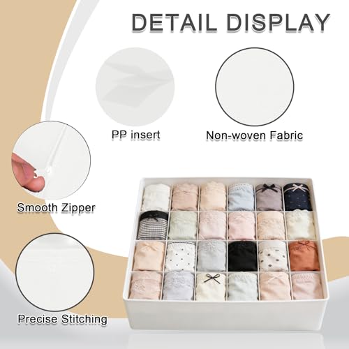 Sock Organizer Drawer Organizer,24 Compartment Foldable Storage,Closet Dividers for Underwear, Socks, Bras, Scarves, Ties, White - color: White