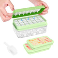 PHINOX Ice Cube Tray With Lid and Bin, Ice Trays for Freezer, Flexible Ice Cube Trays, Making 56 pcs Ice Cubes, Chilling Cocktail, Whiskey, Coffee, with 2 trays, Ice Container, Scoop&Cover, BPA Free - color: Green, size: 0.8"-2tier