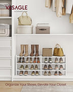 VASAGLE Shoe Rack for Closet, Stackable Shoe Organizer Shelf for Entryway, 3 Tiers, 11.7 x 24.4 x 21.3 Inches, White ULBS063WZ01S - size: 3 Tiers (24.4"W)