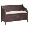Knocbel Rustic Entry Storage Bench with Hidden Compartments and Removable Cushion, Wooden Entryway Hallway Foyer Shoe Bench Bedroom End of Bed Bench, 250lbs Weight Capacity (Espresso) - color: Espresso