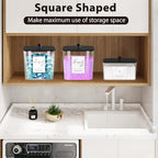 COAZEX 3 Pack Plastic Laundry Pods Container & Dryer Sheet Holder, Laundry Room Organization and Storage Jars with Lids, Scoops & Labels for Detergent, Powder, Scent Booster(Black Lid) - color: C-2+1 Pack(Black Lid)