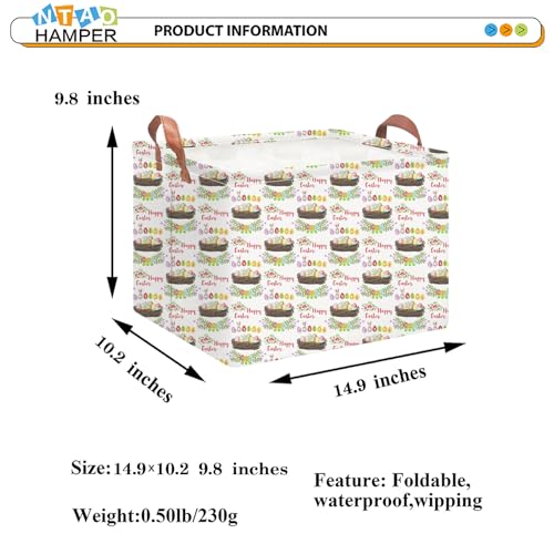NTAOHAMPER Rectangular Easter Eggs Basket Empty,Toys Storage Bin with Handles,Room Decor,Gift Basket(Garland Easter Egg) - color: Garland Easter Egg