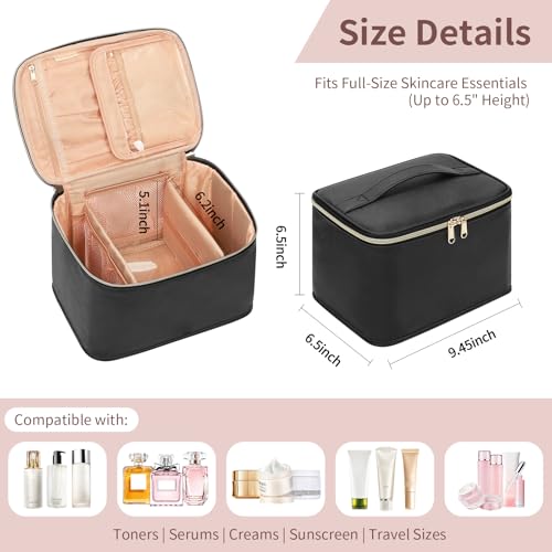 OCHEAL Travel Makeup Bag, Cosmetic Bags for Women Makeup Case Organizer Large Capacity Travel Toiletry Bag Storage Bags with Divider and Handle for Cosmetics Toiletries Brushes Tools-Large, Black - color: 001_Black Large, size: Medium