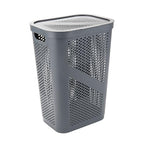 Mind Reader 60L Slim Laundry Hamper, Clothes Basket, Lid, Ventilated, Plastic, Set of 2, Gray - color: Gray, size: 2-Pack