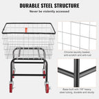 VEVOR Wire Laundry Cart, 2.8Bushel Wire Laundry Basket with Wheels, 26.7''x21.7''x26.4'' Commercial Basket Cart, Steel Frame with Chrome Finish, 4" Casters - size: 2.8 Bushel--26.7''x21.7''x26.4''