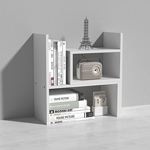 MASAKA B&W - Kawaii Storage Desktop Organizer for Your Desk Space, Double H Plants Display Shelf, Home Office Storage Rack Adjustable Stackable for Office, Dormitory (White*02) - color: White*02