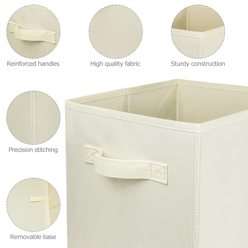 2 Pcs Storage Cubes, 10.5 Inch Collapsible Storage Bins, Fabric Foldable Bins for Organization, Durable Storage Bins for Closet, Shelves, Offices (Beige) - color: Beige
