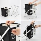 Foldable Disposable Shoe Cover Box Dispenser, Thickened Oxford Fabric Storage Bin Holder with Welcome Please Cover Your Shoes and Used Shoe Covers Sign for Open House Supplies(Black, White)