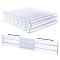 Vtopmart Drawer Dividers Organizers 8 Pack, Adjustable 3.2" High Expandable from 12.2-21.4" Kitchen Drawer Organizer, Clear Plastic Drawers Separators for Clothing, Installed by Double-sided Tape