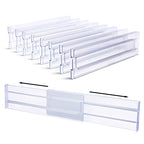 Vtopmart Drawer Dividers Organizers 8 Pack, Adjustable 3.2" High Expandable from 12.2-21.4" Kitchen Drawer Organizer, Clear Plastic Drawers Separators for Clothing, Installed by Double-sided Tape