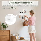 Magnetic Key Holder Wall Mount, Small Metal Key Rack with Tray, 9.6 Inch, 6 Hooks, 2 Installation Options, White - color: White