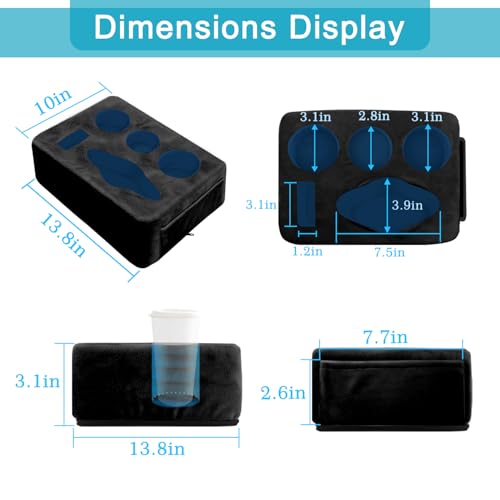 Couch Bed Cup Holder Pillow, Nisdoing 5 Hole Couch Drink Holder! Keep Drinks Hand Side and KeepTemp, Prevent Spills and Use Anywhere.Cup Holder for Couch, Bed,Camping,RV,Car,Beach.Black - color: Black