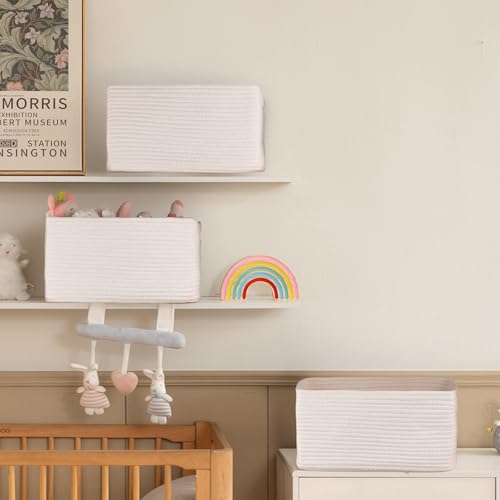 4 Pack Storage Baskets for Organizing, Woven Baskets for Shelves - Perfect for Toys, Books, Towels, and Clothes, Durable Gift Basket Bins Toy Storage, 15.7''Lx11.8''Wx7.8''H, White - color: White, size: Large/15.7''Lx11.8''Wx7.8''H