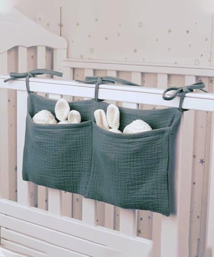 Baby Bedside Hanging Bags Storage Organizer Milk Bottle Toy Crib Baby Nappy-Bag Bed-Bunk Organizing Bag - color: Peacock Blue