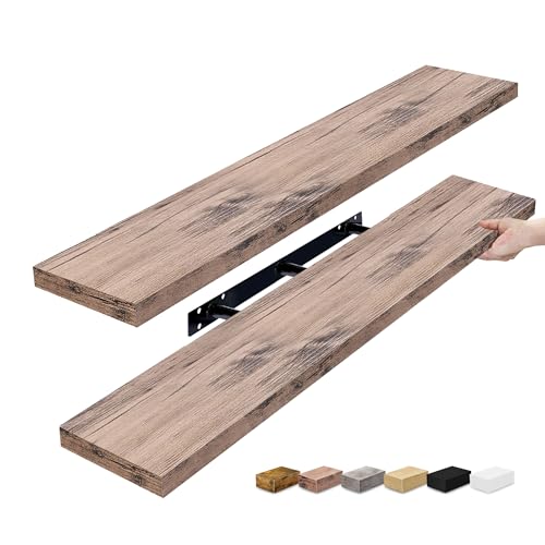 Sorbus Floating Shelves for Wall - 48 Inch Long Bathroom Shelves, Wall Decor for Bedroom, Kitchen, Living Room & Book Storage - Mounted Floating Shelf with Invisible Brackets (Mahogany, 2 Pack) - color: Mahogany, size: 48 Inch, style: 2 Pack