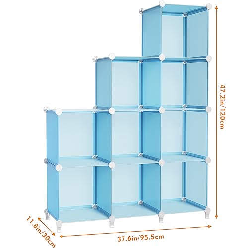 HOMIDEC Closet Organizers and Storage, 9 Cube Storage Organizer, Portable Closet Organizer Storage Cubes Shelves, Blue - color: Blue, size: Large