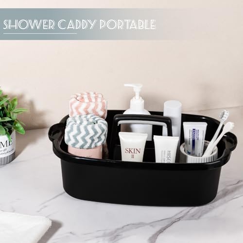 Large Cleaning Supplies Caddy Portable Shower Basket Supply Organizer with Handle Plastic Bucket Tool Storage for Bathroom, Bedroom, Kitchen, College Dorm, Garden, Black - color: Black, size: Large, 1pc