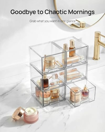 Vtopmart 8 Pack Small Clear Stackable Storage Drawers, Acrylic Bathroom Makeup Organizer, Plastic Storage Bins For Vanity, Undersink, Kitchen Cabinets, Pantry, Home Organization - style: 8pack-Clear