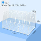 6-Tier Clear Acrylic File Holder, Vertical Document Organizer for Magazines, Binders, Notebooks & Envelopes - Multi-Purpose Desk Storage for Home Office（B5,6 Sections） - size: B5, 6 Sections