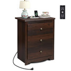 WLIVE Tall Nightstand with Charging Station, Wood Night Stand with 3 Drawers Storage, Bedside Table End Side Tables with 2 USB Ports and Outlets for Bedroom, Closet, Espresso - color: Espresso