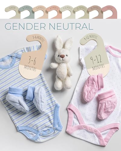 Baby Clothes Dividers For Closet - Wooden Baby Clothes Organizer Dividers for Boy & Girl, 8 Baby Closet Dividers by Size - Ideal Clothing Organizers - color: Earth Tone