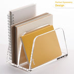 SANRUI Acrylic Mail Organizer for Desk Vertical Letter Holder Clear Bookshelf 2-Slots, Small File Sorter for Bills, Envelopes, Office Supplies, Upright Binder Divider for Home Office School - style: 2 Sections