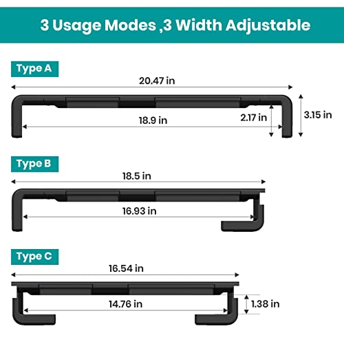Monitor Stand Riser, Klearlook Foldable Computer Monitor Riser, Height Adjustable Computer Stand, Desk Shelf Riser with Storage Drawer & Tablet Phone Stand for Computer, Desktop, Laptop (Black 2 Pack) - color: Black 2 Pack