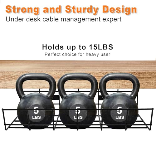 Under Desk Cable Management- 4 Pack Cord Organizer. Metal Wire Cable Management Tray for Office, Studio and Home. Super Sturdy Under Table Cable Managements - Black Cable Organizer - color: Black*4Pack