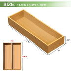 guiogc Bamboo Drawer Silverware Organizer, Utensil Organizer, Bamboo Storage Box Wood Silverware Tray for Drawer Set of 2 - size: 11.8" x 4" x 1.78"