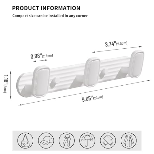 Coat Rack Wall Mount White, 3 Hooks Rack Metal Coat Hanger Wall for Hanging Hat Purse and Robes, Towel Hook for Bathrooms and Entryway (1 Pack) - color: White, size: Round 3 Hooks 1 Pack