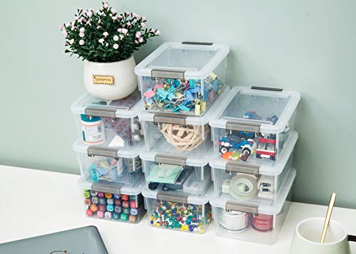 Citylife 1.3 QT 10 Pack Small Storage Bins Plastic Storage Container Stackable Box with Lids for Organizing, Clear White - color: Clear White, size: 1.3 QT(10 Pack)