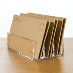 3 Compartments Clear Acrylic Mail Holder – Vertical Letter Sorter & Multifunction Desk Organizer for Bills, Documents, Notebooks – Modern Office/Home Envelope File Rack - size: 3 Compartments