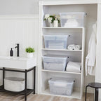 Rubbermaid Cleverstore 74 Qt Clear Storage Bins with Lids and Nesting Tray, 4-Pack, Stackable, BPA-Free, Made in USA - size: 74 Qt - 4 Pack w/ Trays